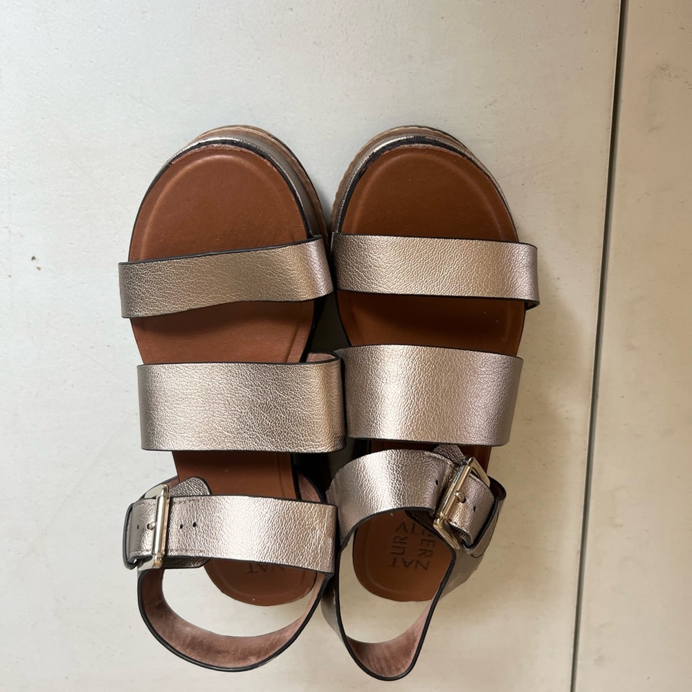 Naturalizer Bronze Platform Sandals
